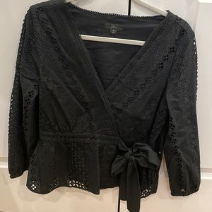 Long sleeve laced J crew peplum top